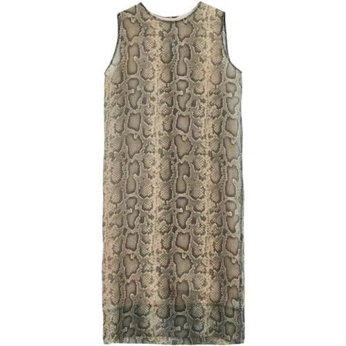 Ärmelloses Kleid mit Animal-Print und Reißverschluss , Damen, Größe: XS - SPORTMAX - Modalova