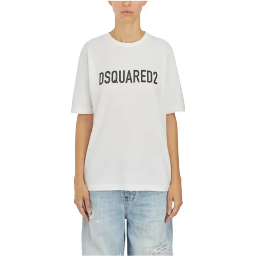 Baumwoll-Logo-T-Shirt , Damen, Größe: XS - Dsquared2 - Modalova