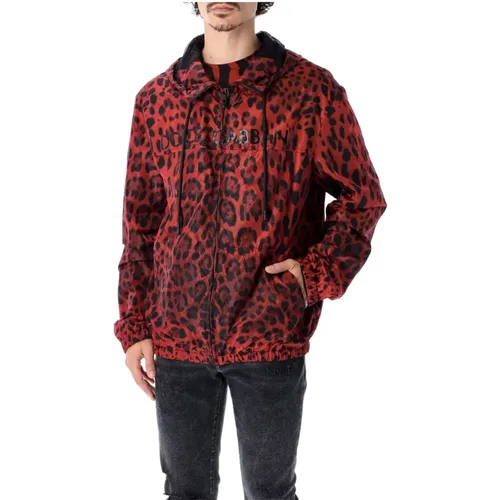 Leo Ss22 Windbreaker Hoodie , male, Sizes: M, L - Dolce & Gabbana - Modalova