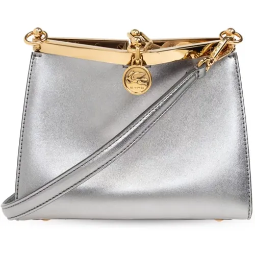 Metallic Finish Shoulder Bag with Logo Charm , female, Sizes: ONE SIZE - ETRO - Modalova