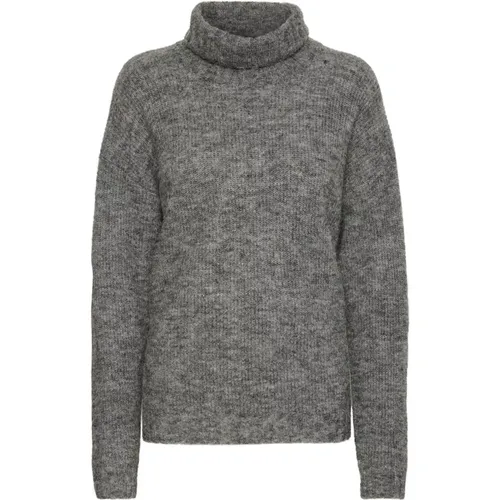 Dark Grey Knit Rollneck Sweater , female, Sizes: XL, 2XL, S, XS, M, L - My Essential Wardrobe - Modalova