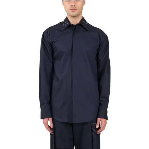 Studded Shirt with Hidden Front Buttons , male, Sizes: 2XL, L, XL - Msgm - Modalova