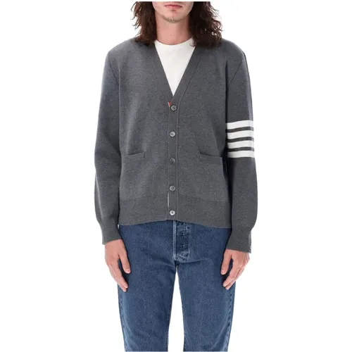 V-Neck Milano Stitch Cardigan , male, Sizes: L - Thom Browne - Modalova