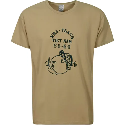 Green Cotton T-Shirt with Donkey Print , male, Sizes: S, L - Wild Donkey - Modalova