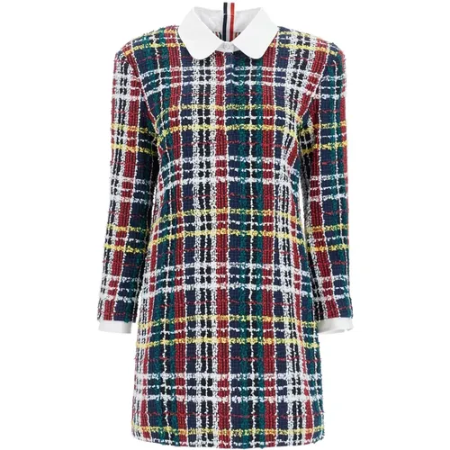 Check Tweed Mini Sheath Dress , female, Sizes: XS - Thom Browne - Modalova