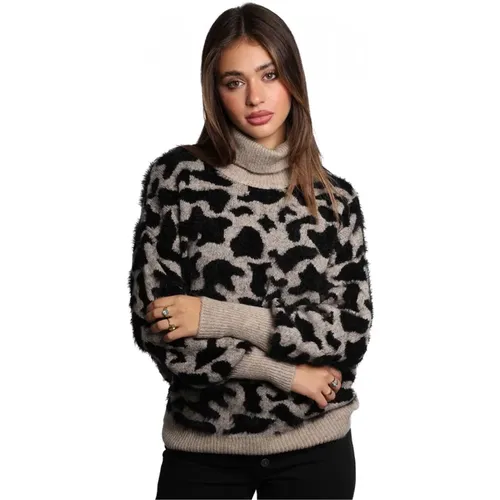 Animal Print Rollkragenpullover , Damen, Größe: M - Jijil - Modalova