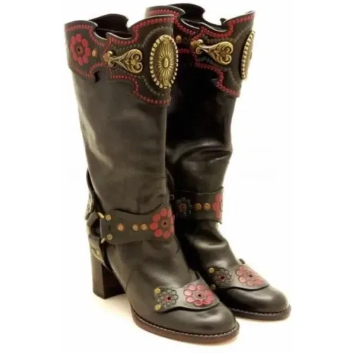 Leather boots with decorations , female, Sizes: 3 UK - Ballin Amsterdam - Modalova