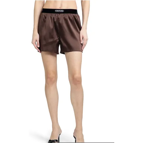 Dunkelbraune Logo Taillenshorts , Damen, Größe: S - Tom Ford - Modalova