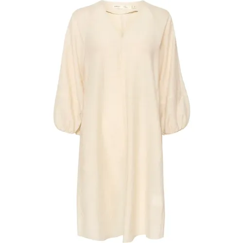 Ecru Dress with Puff Sleeves , female, Sizes: 2XS, L, 3XL, 2XL - InWear - Modalova