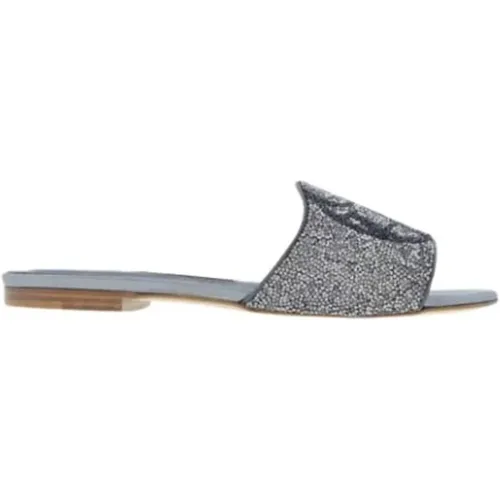 Crystal Silver Beach Sandals , female, Sizes: 2 UK - Carolina Herrera - Modalova