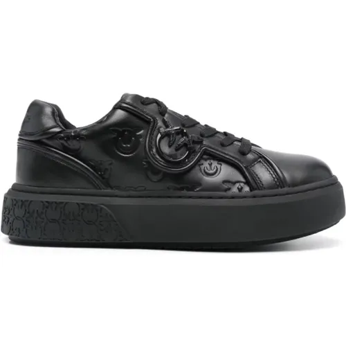 Love Birds Schwarze Sneakers , Damen, Größe: 37 EU - pinko - Modalova