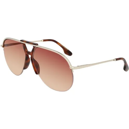 Goldene und Braune Metallsonnenbrille - Victoria Beckham - Modalova