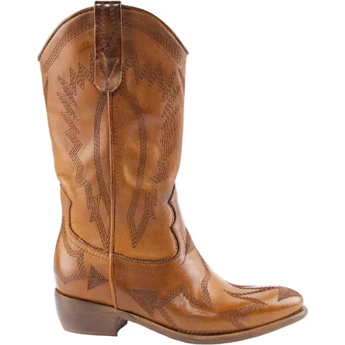 Western Lederstiefel Braun , Damen, Größe: 36 EU - Zoe - Modalova