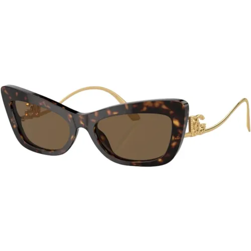 Cat-Eye Sunglasses Gold Lucido , female, Sizes: 55 MM - Dolce & Gabbana - Modalova