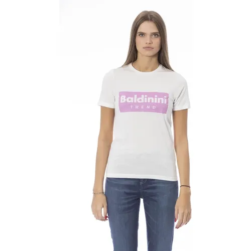 Trendiges T-Shirt mit Frontdruck , Damen, Größe: XS - Baldinini - Modalova