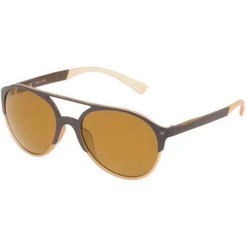 Braune Injizierte Sonnenbrille Unisex , unisex, Größe: 50 MM - Police - Modalova