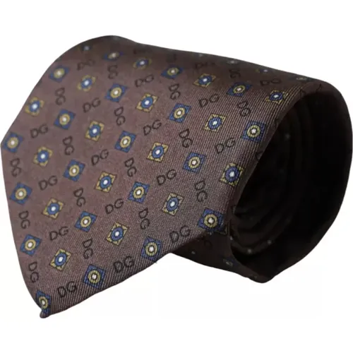 Silk Tie with Logo Details , male, Sizes: ONE SIZE - Dolce & Gabbana - Modalova