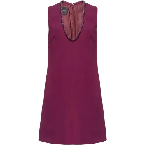 Lila Perlenbesetztes Shiftkleid , Damen, Größe: XS - pinko - Modalova