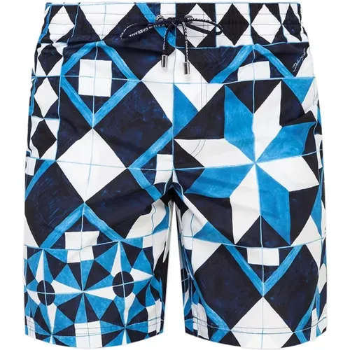 Swim Shorts with Bozer Print , male, Sizes: L - Dolce & Gabbana - Modalova