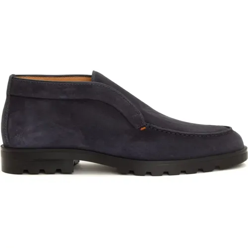 Blaue Slip-On Schuhe Casual Formal , Herren, Größe: 41 1/2 EU - Santoni - Modalova