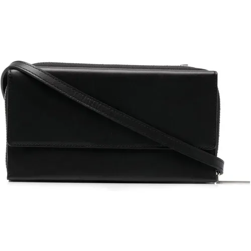 Schwarze Lederschultertasche mit Reißverschluss , Damen, Größe: ONE Size - Yohji Yamamoto - Modalova