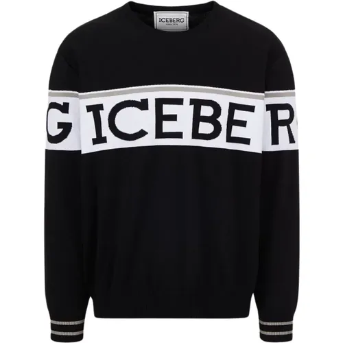 Sportlicher Schwarzer Logo-Pullover , Herren, Größe: 3XL - Iceberg - Modalova