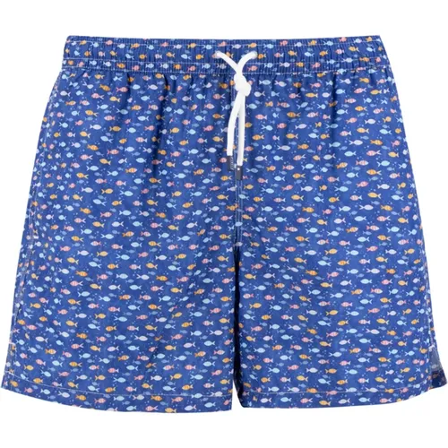 Abstract Pattern Swimwear Boxer Shorts , male, Sizes: L, XL, 2XL - Fedeli - Modalova
