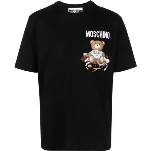 Teddybär-Print Baumwoll-T-Shirt , Herren, Größe: XL - Moschino - Modalova