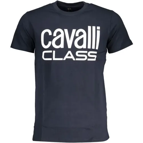 Druck Logo Rundhals T-Shirt , Herren, Größe: L - Cavalli Class - Modalova