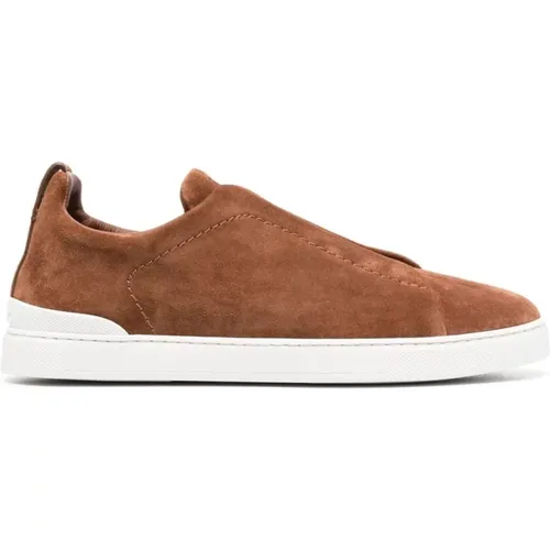 Suede Triple Stitch Sneakers , male, Sizes: 8 UK - Ermenegildo Zegna - Modalova