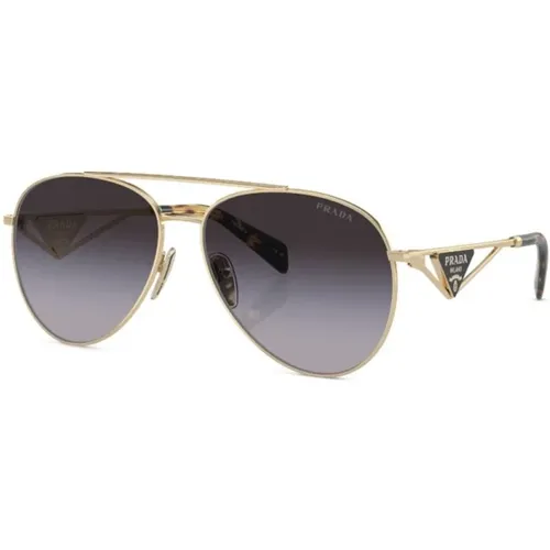 Gold Sungles with Original Accessories , female, Sizes: 58 MM - Prada - Modalova