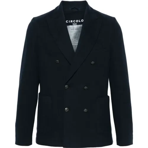 Blauer Doppelreihiger Blazer,Blaue Peak Revers Jacke Regular Fit - Circolo 1901 - Modalova