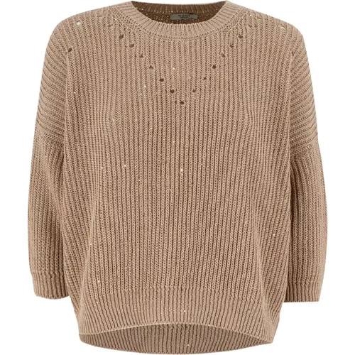 Elegant Cordame Sweater with Micro Paillettes , female, Sizes: S - PESERICO - Modalova