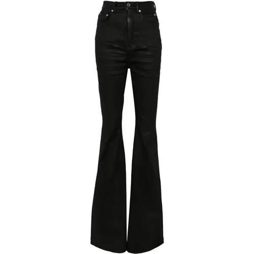 Schwarze High-Waist Slim Fit Jeans - Rick Owens - Modalova