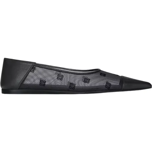 Schwarze Leder Ballerina Schuhe mit spitzer Zehe , Damen, Größe: 37 1/2 EU - Givenchy - Modalova