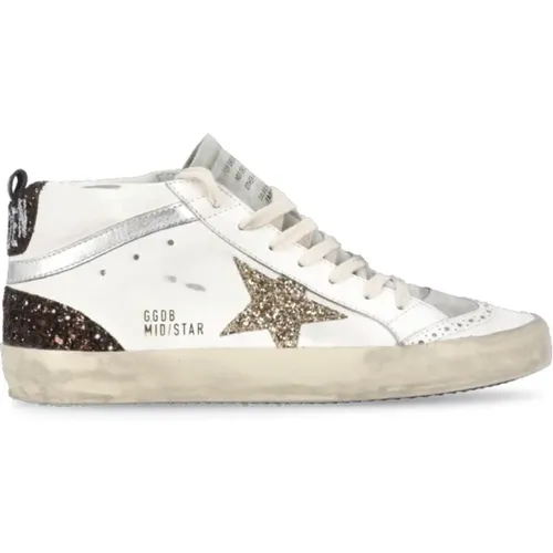 Weiße High Top Glitzer Stern Sneakers , Damen, Größe: 36 EU - Golden Goose - Modalova