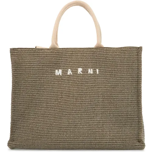 Raffia Effect Tote Bag , male, Sizes: ONE SIZE - Marni - Modalova