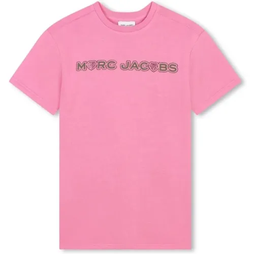 Fuchsia Logo Print Crew Neck Kleid - Marc Jacobs - Modalova