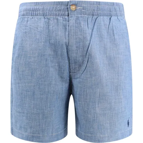 Blaue Shorts mit Reißverschluss und Logo , Herren, Größe: 2XL - Ralph Lauren - Modalova