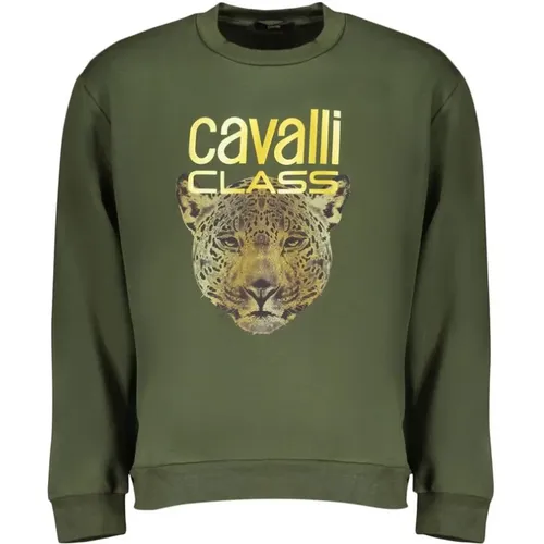 Fleece Sweatshirt with Round Neck , male, Sizes: 2XL, XL, L, M - Cavalli Class - Modalova