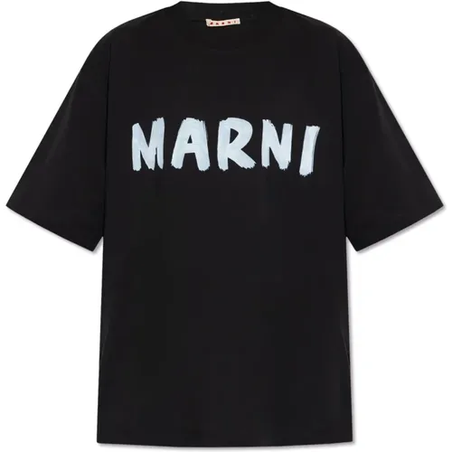 T-Shirt mit bedrucktem Logo Marni - Marni - Modalova