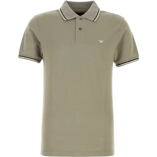 Stretch Cotton Polo Shirt in Taubengrau - Emporio Armani - Modalova