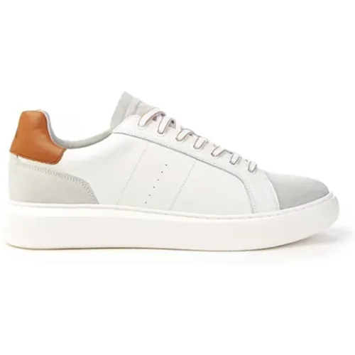 Leather sneakers with textured suede , male, Sizes: 6 UK, 7 UK, 9 UK, 10 UK - Ambitious - Modalova