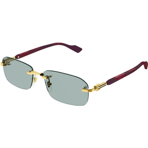 Gold/Grüne Sonnenbrille , Herren, Größe: 56 MM - Gucci - Modalova