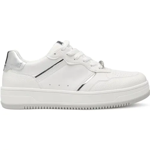 Weiße Silberne Sneakers für Frauen , Damen, Größe: 36 EU - tamaris - Modalova