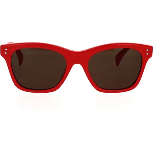 Quadratische Sonnenbrille mit rotem Acetatrahmen und grauen Gläsern , unisex, Größe: 53 MM - Kenzo - Modalova