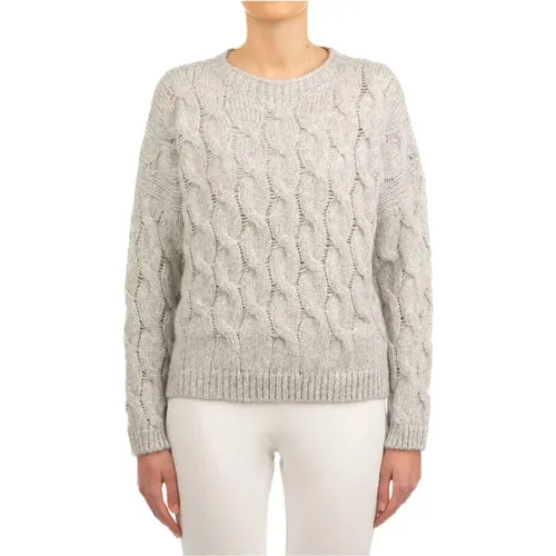 Grauer Melange Pullover , Damen, Größe: L - Le Tricot Perugia - Modalova