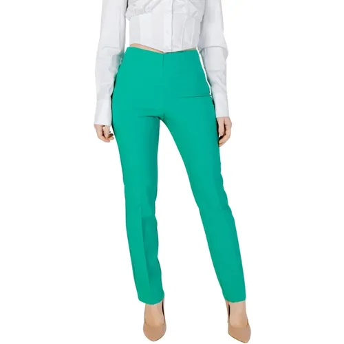 Grüne Hose mit Reißverschluss aus Polyester , Damen, Größe: M - Sandro Ferrone - Modalova
