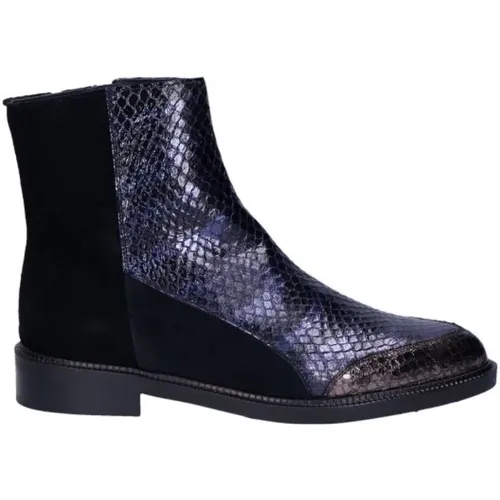 Elegante Blau/Schwarze Wildleder Stiefeletten , Damen, Größe: 36 EU - Pertini - Modalova