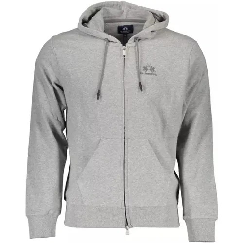 Cotton Hooded Sweater with Zip and Print , male, Sizes: M, L, 3XL, 2XL, XL - LA MARTINA - Modalova